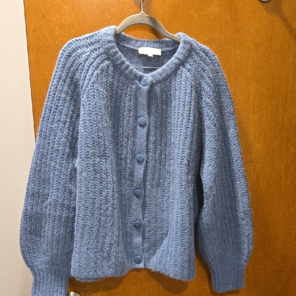 Sezane Sweaters - Sezane Chunky Light Blue Button-Front Cardigan